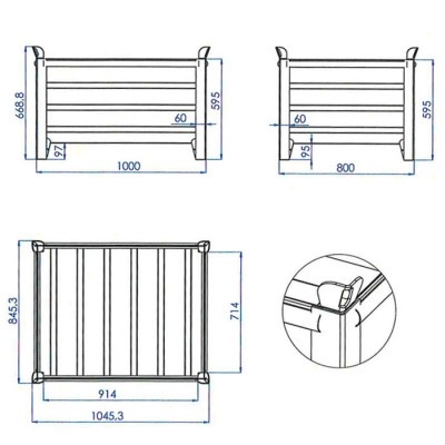 Stapelbehälter 1200x800x600 mm, verzinkt