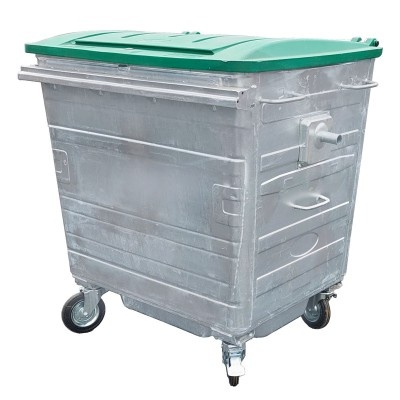 Verzinkter Behälter CLB 1100 l, flacher Kunststoffdeckel