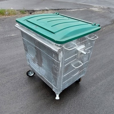 Verzinkter Behälter CLB 1100 l, flacher Kunststoffdeckel